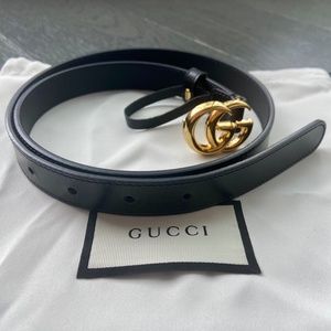 GG Marmont Leather Belt - Shiny Gold Buckle